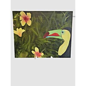 Colorful Toucan Bird Original acrylic art:16 x 20 on Canvas